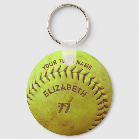 Softball Dirty Name Team Number Ball Sleutelhanger (Voorkant)