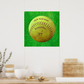 Softball Dirty Name Team Numéro Ball Poster (Cuisine)