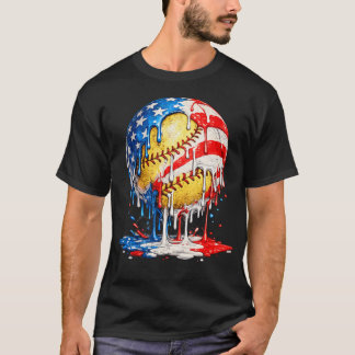 Softball Drip Ijs American Flag 4 juli T-shirt