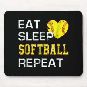 Softball Eat Sleep Softball Herhalen Muismat