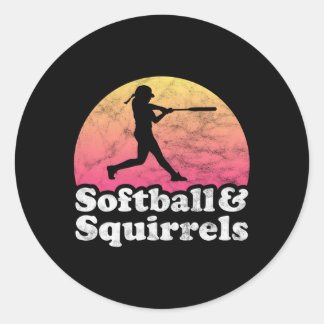 Softball en eekhoorns of eekhoorn ronde sticker