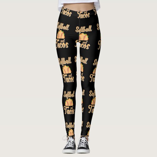 Softball en tacos Funny Novelty Leggings (Voorkant)