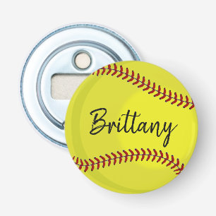 Softball Fan Custom Name Button Flesopener