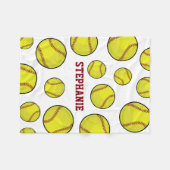 Softball Fan Custom Name White Fleece Deken (Voorkant (Horizontaal))