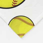 Softball Fan Custom Name White Fleece Deken (Hoek)