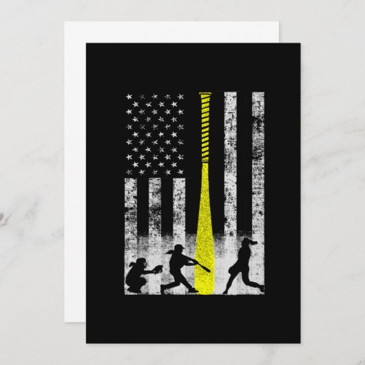 Softball Flag With Softball Players Bedankkaart (Voorkant / Achterkant)