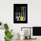 Softball Flag With Softball Players Poster (Thuiskantoor)