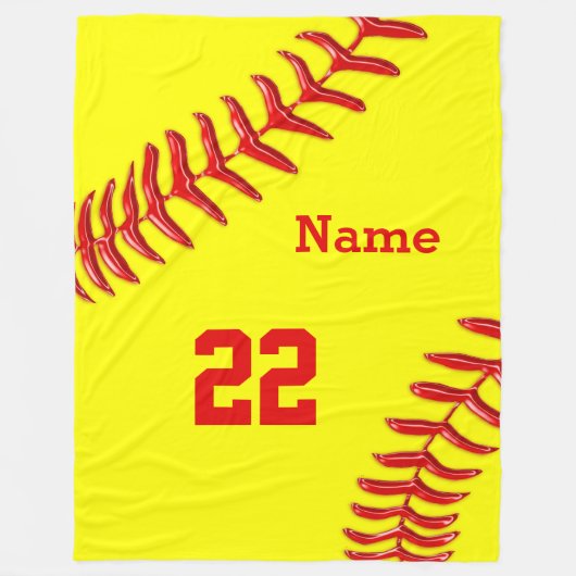 Softball Fleece Blankets MET NAAM EN NUMMER (Voorkant)