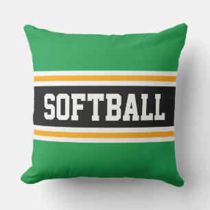 SOFTBALL Fun Heldergroene zwarte atletische strepe Buitenkussen