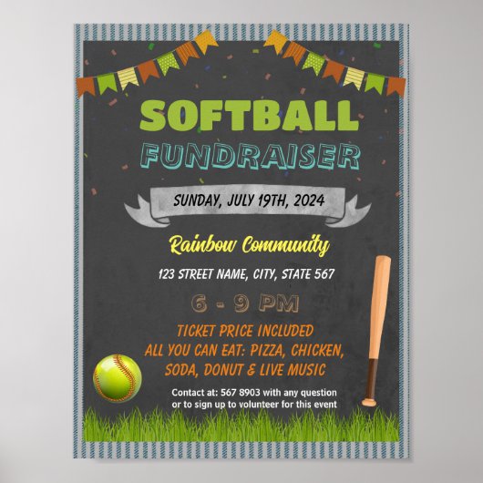 Softball Fundraiser evenement sjabloon Poster (Voorkant)