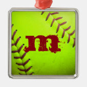 Softball Geel Fast Pit Monogram Initiaal Ornament (Voorkant)