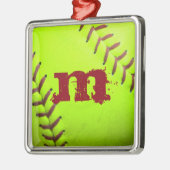 Softball Geel Fast Pit Monogram Initiaal Ornament (Links)