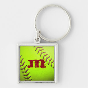Softball Geel Snelle Hoogte 8U Monogram Sleutelhan Sleutelhanger
