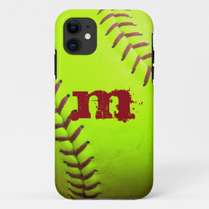 Softball Geel Snelle Hoogte Monogram IPHONE 5 Hoes