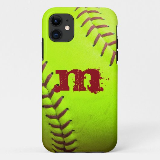 Softball Geel Snelle Hoogte Monogram IPHONE 5 Hoes (Achterkant)