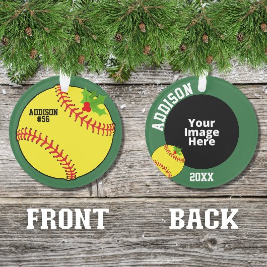 Softball Gepersonaliseerde Foto Kerstmis Ornament
