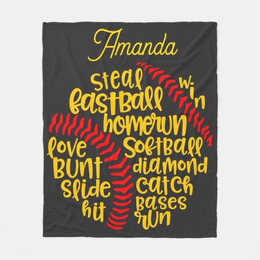 Softball Gezegden Monogram Fleece Deken (Voorkant)