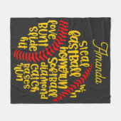 Softball Gezegden Monogram Fleece Deken (Voorkant (Horizontaal))