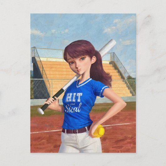 Softball Girl Briefkaart (Voorkant)