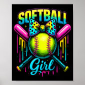 Softball Girl Drip Funny Softball Player Poster (Voorkant)