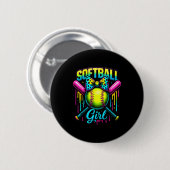Softball Girl Drip Funny Softball Player Ronde Button 5,7 Cm (Voorkant /achterkant)