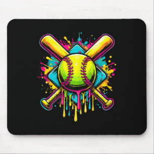 Softball Girl Ice Cream Softball Drip Muismat