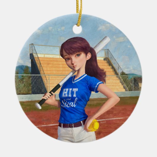 Softball Girl Keramisch Ornament (Voorkant)