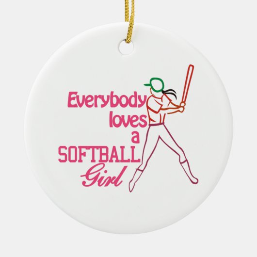 Softball Girl Keramisch Ornament (Voorkant)