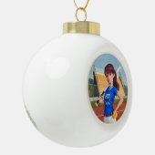 Softball Girl Keramische Bal Ornament (Links)
