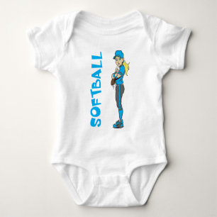 SOFTBALL GIRL PITCHER TEKST ROMPER