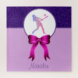 Softball Girls Glitter en Bow Jigzaag Puzzle Legpuzzel