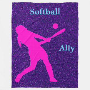 Softball Girls Paars Sparkle Fleece Blanket