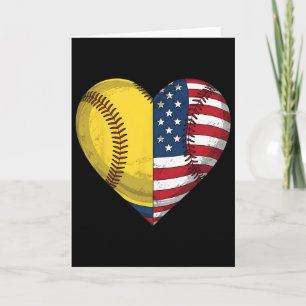 Softball Hart Amerikaanse Vlag 4 juli Voor Vrouwen Kaart