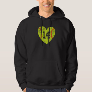 Softball Hart Speler 14 Softbal Moeder Vader Varsi Hoodie