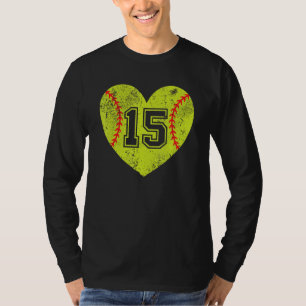 Softball Hart Speler 15 Softbal Moeder Vader Varsi T-shirt