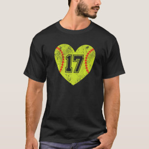 Softball Hart Speler 17 Softbal Moeder Vader Varsi T-shirt