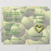 Softball Heart Mariage Theme Wedding Programme (Devant / Derrière)