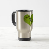 Softball Heart Travel mug Reisbeker (Voorkant links)