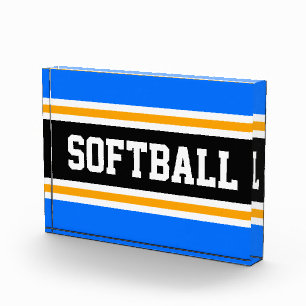 SOFTBALL Helder Blauw Zwart Wit Geel Strepen Fotoblokken