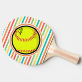 Softball; heldere regenboogstrips tafeltennisbatje (Zijkant)
