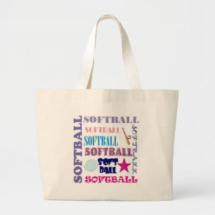 Softball herhaling grote tote bag