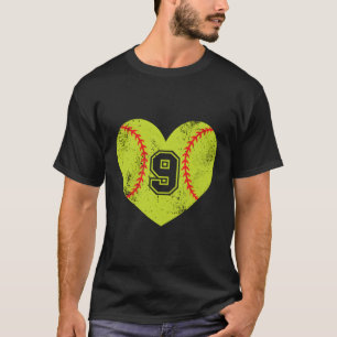 Softball Hij Speler 9 Softbal Moeder Vader Varsity T-shirt