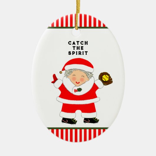 Softball Holiday Gift Keramisch Ornament (Voorkant)