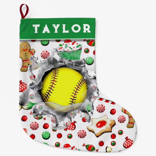 Softball Holiday Gifts Grote Kerstsok (Voorkant)