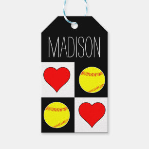 Softball hoort de Naam van de Speler van de Douane Cadeaulabel