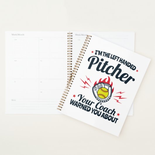 Softball Ik ben de linkse pitcher Funny Planner (Display)
