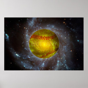  Softball in ruimtelijk melkachtig Poster