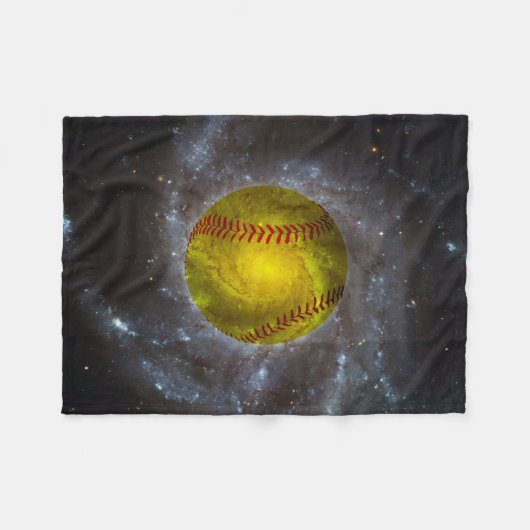 Softball in Space Unieke Softball Fleece Blanket (Voorkant (Horizontaal))