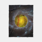 Softball in Space Unieke Softball Fleece Blanket (Voorkant)