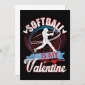 Softball is mijn Valentijn grappige Valentijnse  n Save The Date (Voorkant / Achterkant)